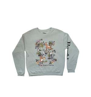Disney Bambi Forest Friends Sage Green Pullover Crewneck Sweatshirt